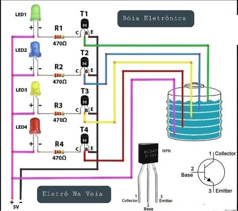 Simple Electronic Circuits, Basic Electronic Circuits, Water Level Indicator, Basic Electrical Wiring, Electronic Circuit Design, Electrical Circuit Diagram, Electronics Basics, Electric Circuit, Electronic Schematics