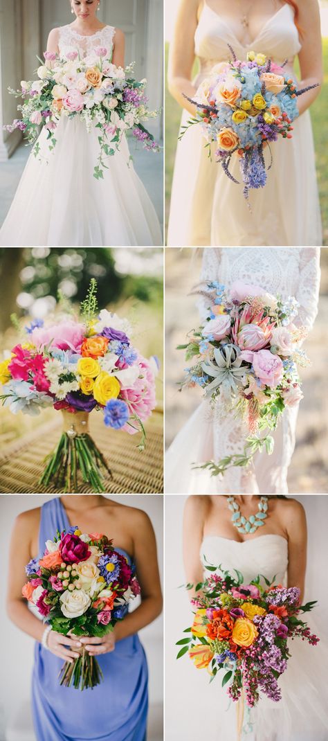 Wedding Bouquets Multicolor, Multicolored Bouquet, Rainbow Flower Wedding, Rainbow Bridal Bouquet, Burlap Wedding Arch, Pastel Rainbow Wedding Bouquet, Rainbow Wedding Decorations, Rainbow Wedding Theme, Bright Wedding Bouquet