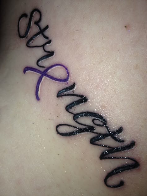 Lupus tattoo for bestie Purple Ribbon Tattoos, Crohns Tattoo, Upper Leg Tattoos, Survivor Tattoo, Tattoo Diy, Awareness Tattoo, Band Tattoos, Ribbon Tattoos, Strength Tattoo