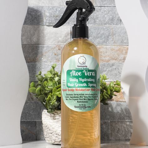 Aloe Vera Daily Repair Spray! Size: 8oz, -(Try Our Wholesale)32oz,64oz,128oz) Repairing your scalp to help promote hair growth is a great way to began and end your day. With this light mist saturated Aloe Vera Leave in spray, you can now see your hair transform from dry, brittle, and dehydrated strains to hydrated healthy hair. Aloe Vera can be used in so many different ways. But in this particular spray, Aloe Vera is used as a leave in light conditioner for your scalp. Aloe Vera strengthens and Ayurveda Hair Care, Ayurveda Hair, Healing Aloe, Aloe Vera Powder, Hair Sprays, Hair Growth Spray, Aloe Vera For Hair, Luxy Hair, Promote Hair Growth