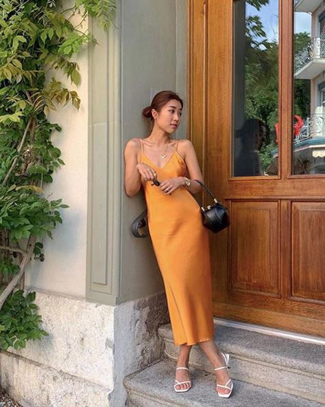 Silk clothing (@serenity.wear) • Instagram photos and videos Naranja Aesthetic, Slip Dress Satin, Silk Cami Dress, Slip Dress Outfit, Satin Silk Dress, Rust Bridesmaid Dress, Satin Cami Dress, Silk Clothing, Silk Chemise