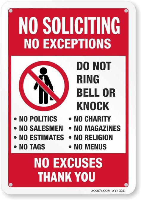 Funny No Soliciting Sign, No Soliciting Sign, No Soliciting Signs, House Funny, No Soliciting, Ring Bell, Funny Decor, Stylish Wall Art, I Dont Like You