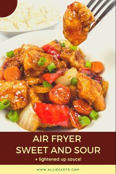 I could easily label most of my recipes as my favorite but I think this healthy, air fryer sweet and sour chicken would truly be my absolute favorite. Sweet Sour Chicken Air Fryer, Airfryer Sweet And Sour Chicken, Air Fry Sweet And Sour Chicken, Air Fryer Sweet And Sour Pork, Asian Chicken Air Fryer Recipes, Sweet And Sour Chicken Air Fryer, Air Fryer Sweet And Sour Chicken, Air Fryer Chicken And Vegetables, Asian Air Fryer Recipes