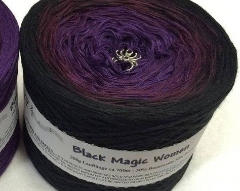 Raven Color, Yarn Color Combinations, Granny Square Crochet Patterns Free, Ombre Yarn, Black Magic Woman, Purple Acrylic, Magic Women, Gradient Yarns, Crochet Supplies