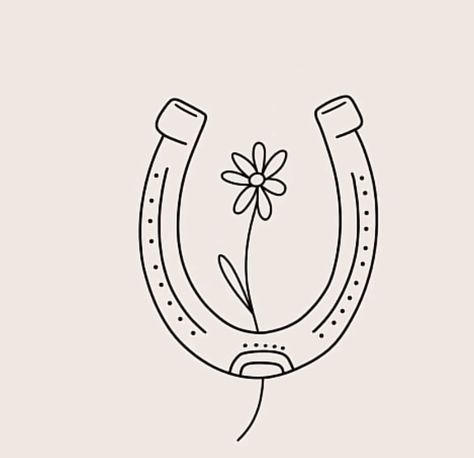 How To Draw A Horseshoe, Small Horshoe Tattoo, Western Outline Drawings, Western Things To Draw Easy, Western Drawings Simple Easy, Western Tiny Tattoos, Horse Inspired Tattoos, Cowgirl Doodles, Horse Shoe Tattoos