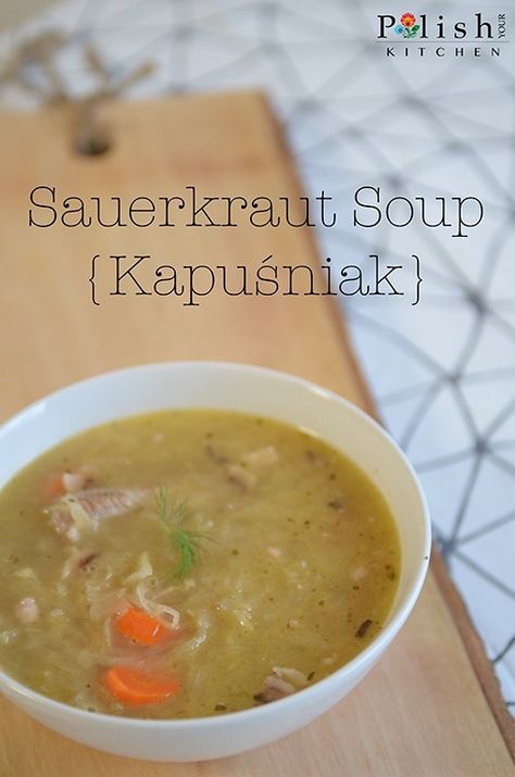 Kapusniak Soup, Ukraine Recipes, Polish Sauerkraut, Pork Sauerkraut, Polish Soup, Sauerkraut Soup, Turkey Leg, Sauerkraut Recipes, Ham Bone