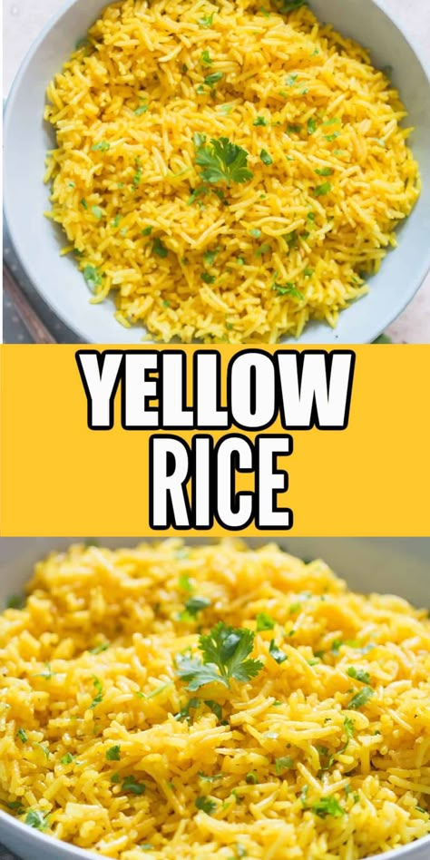 Mediterranean Yellow Rice, Yellow Rice Recipe, Buttery Rice, Yellow Rice Recipes, Turmeric Yellow, Rice Side Dish Recipes, Healthy Bowls Recipes, Meat Dish, Turmeric Recipes