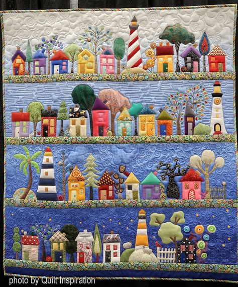 Row Quilts, Quilt Board, Colchas Quilting, House Quilt Block, House Quilt Patterns, Landscape Art Quilts, Christmas Quilting, Row Quilt, Memory Quilts