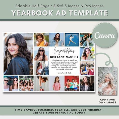 Canva Yearbook, Graduation Yearbook, Yearbook Ad Template, School Moments, Yearbook Ad, Senior Ads, Yearbook Template, Life Edit, Yearbook Pages