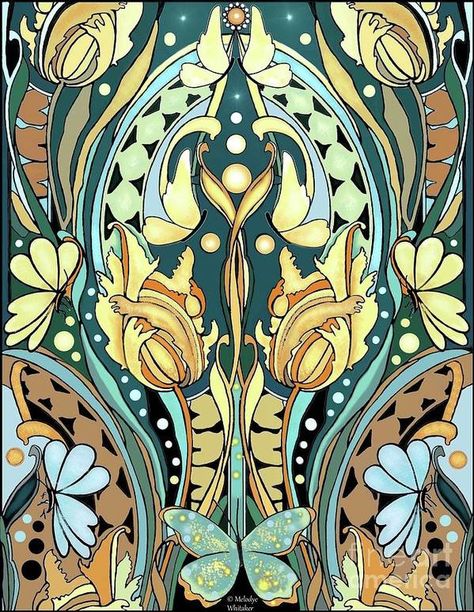 Art Noveau Illustrations, Solarpunk Society, Symmetrical Illustration, Art Nouveau Wallpaper, Architecture Art Nouveau, Motifs Art Nouveau, Illustration Art Nouveau, Design Art Nouveau, Motif Art Deco