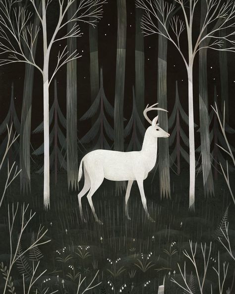 "White deer" by Alexandra Dvornikova (@allyouneediswall) / Link in bio @Society6