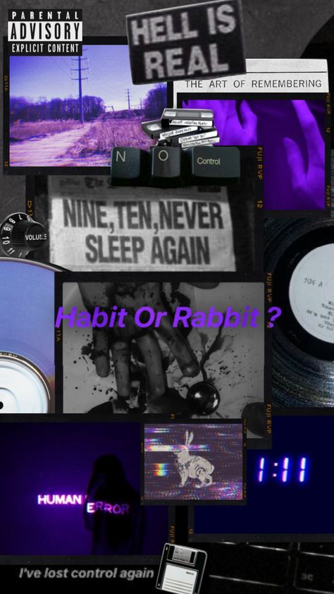 Habit or Rabbit? #everymanhybrid #purple #collage Habit Emh Wallpaper, Everymanhybrid Wallpaper, Habit Everymanhybrid Aesthetic, Everymanhybrid Aesthetic, Rabbit Wallpaper Aesthetic Dark, Habit Everyman Hybrid, Habit Fanart Everymanhybrid, Everymanhybrid Habit, Ticci Toby