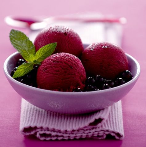 Black currant sorbet Mmmmmm Berry Sorbet, Gelato Ice Cream, Frozen Fruit, Frozen Desserts, Frozen Treats, Beautiful Food, Bologna, I Love Food, No Bake Desserts