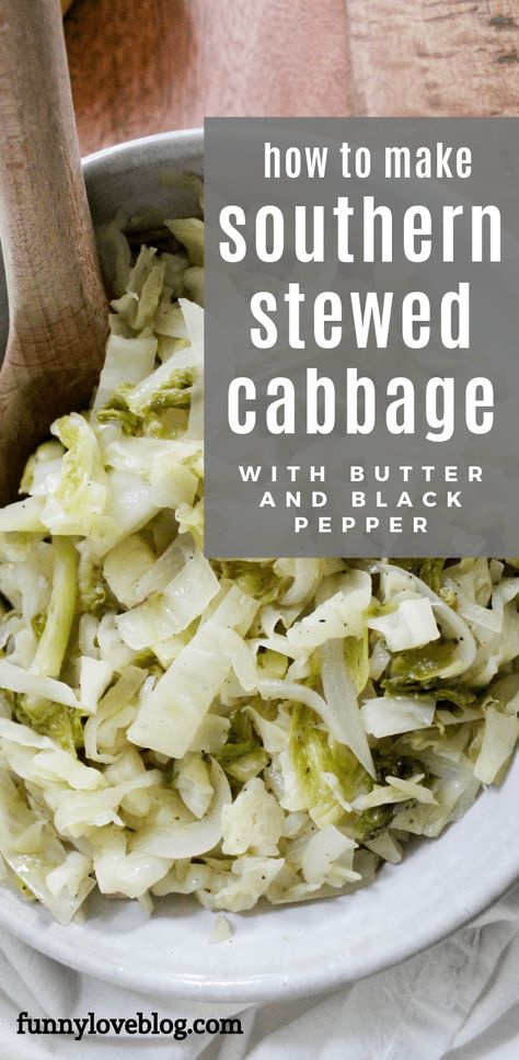 Southern Cooked Cabbage, Best Cooked Cabbage Recipe, Cabbage Boiled Recipes, Sauted Cabbage Recipe, Cooked Cabbage Recipes Southern, Cook Cabbage On Stove, Bacon Grease Recipes, Boiled Cabbage Recipe Southern, Southern Cabbage Recipes