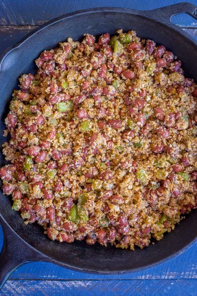 30 Minute Red Beans and Cauliflower Rice - She Likes Food Low Carb Red Beans And Rice, Red Beans And Cauliflower Rice Recipe, Cauliflower Rice And Beans, Ble Recipes, Red Bean And Rice Recipe, Red Beans Recipe, Cauliflower Rice Recipe, Cauliflower Fried Rice Recipes, Paleo Recipies