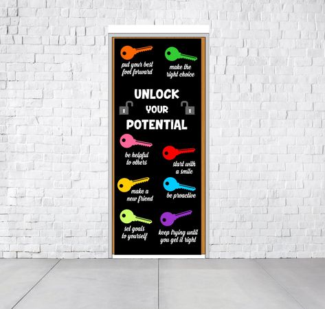 Motivational Door Decorations, Welcome Sign For Classroom Door, Office Door Decorating Contest, High School Door, Teacher Decorations, Manager Training, Coach Office, Door Classroom, Letters Decoration