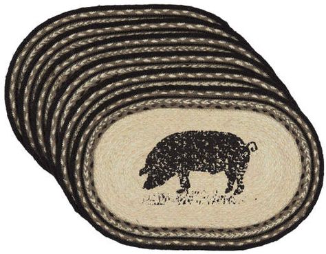 Sawyer Mill Pig Oval Jute Place Mat - Set of Six #ad #pigs #farmhouse Farmhouse Addition, Jute Placemats, Pig Silhouette, From Farm To Table, Amazon Sales, Vhc Brands, Quilts Decor, Pig Farming, Modern Farmhouse Design