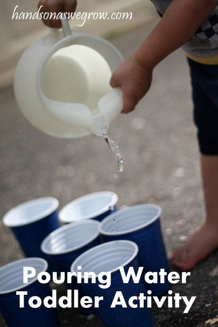 Practice a life skill of pouring water for drinks. Start outside and move indoors as confidence grows and aim becomes precise. Skill To Learn, Pouring Water, Water Activity, Busy Activities, Toddler Activity, Preschool Science, Toddler Play, Practical Life, Busy Toddler