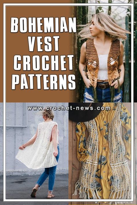 Free Crochet Vest Pattern, Crochet Vest Pattern Free Boho, Crochet Vest Pattern Free Woman, Boho Vest Crochet, Summer Vest Crochet, Crochet Boho Vest, Crochet Vest Patterns, Hippie Crochet Patterns, Crochet Vest Outfit