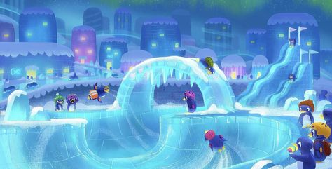 Ice penguin kingdom Mario Penguin, Mario Classroom, The Mario Movie, Movie Concept Art, Top Down Game, Mario Movie, Vis Dev, Minecraft Inspiration, Dragon City