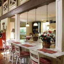 Kitchen Island Ideas With Support Posts, Kitchen Island With Support Post, Kitchen Island With Columns Posts, Load Bearing Wall Ideas, Kitchen Island With Columns, Wall Ovens, Rustic Kitchen Island, Load Bearing Wall, Kitchen Island Decor