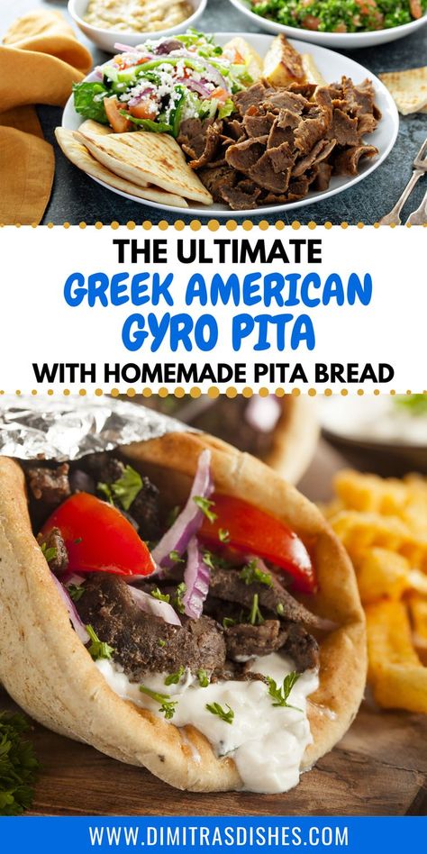 Gyro Pita Recipe, Gyro Recipes Lamb, Easy Gyros Recipe, What To Eat With Tzatziki, Easy Gyro Recipe Beef, Gyro Sandwich Recipes, Gyro Pita Bread Recipe, Gryos Meat, Greek Lamb Recipes Gyro Meat