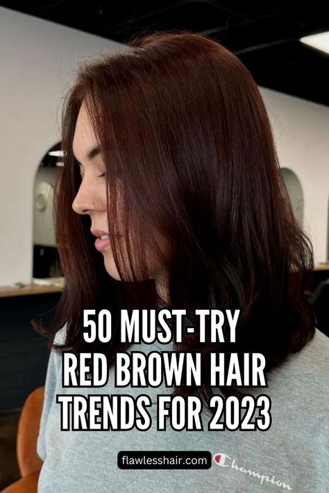 Burgundy Red Brown Red Brown Hair Colors, Brown Hair With Red Undertones, Hair Trends For 2023, Dark Red Hair With Brown, Brown Hair Pale Skin, Brownish Red Hair, Red Brown Hair Color, Brown Hair Trends, Reddish Hair