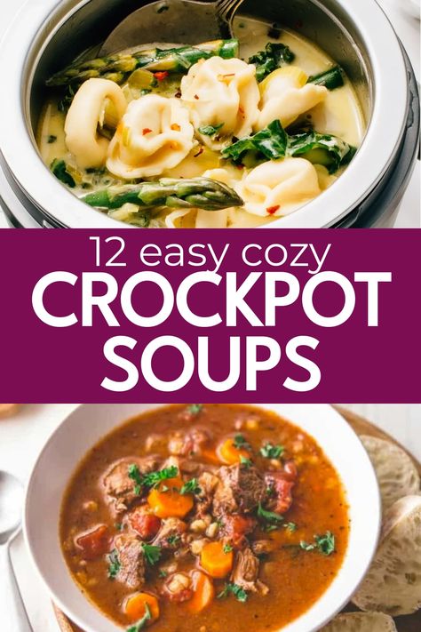 Looking for mouthwatering and convenient dinner ideas? Explore our collection of delicious crockpot recipes that are perfect for busy weeknights. From comforting soups to hearty meals, these crockpot dishes will make meal prep a breeze. Try out these easy-to-make crockpot soup recipes and let the flavors blend together while you go about your day. Whether you're a seasoned chef or new to slow cooking, these crockpot creations are sure to impress your taste buds. Soup For Party Crock Pot, Crockpot Soups For Potluck, Easy Sunday Dinner Ideas Crock Pots, Christmas Crockpot Soup Recipes, Best Slow Cooker Soup Recipes, Soup In Crockpot Easy, Crockpot Soups And Stews Slow Cooker, Small Crockpot Recipes For One, Soups Crockpot Recipes