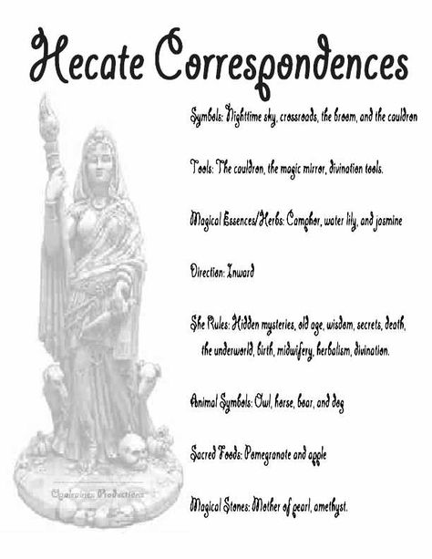 Hecate Correspondences Year and a Day book Opalraines Production Hecate Correspondence, Hekate Correspondences, Lady Hekate, Goddess Hekate, Goddess Hecate, Goddess Magick, Hecate Goddess, Wiccan Magic, Wiccan Witch