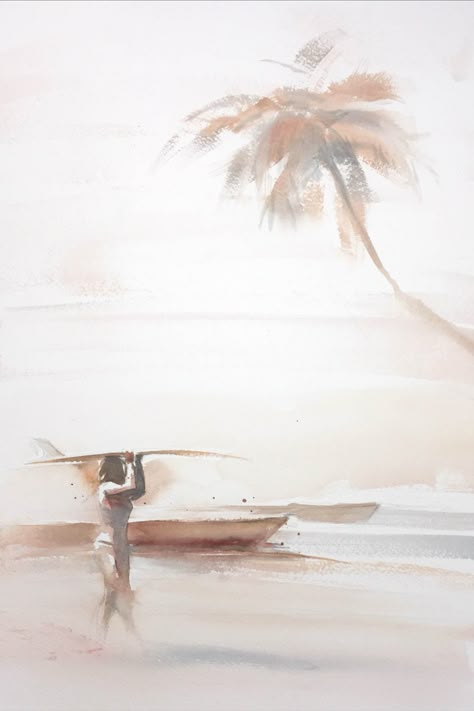 Abstract Surfer Painting, Surf Watercolor Paintings, Surf Watercolor, Watercolour Reference, Surfer Painting, Surf Drawing, Moose Painting, Surfer Art, Nature Watercolor