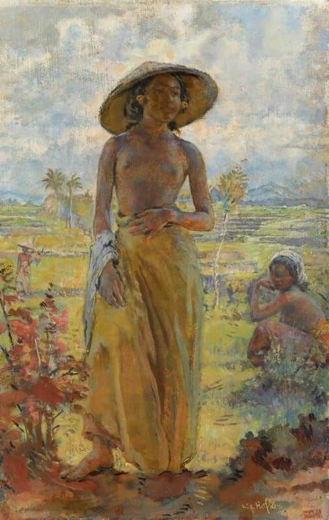 Ni Rindit in de sawah - Willem Gerard Hofker Bali Painting, Indonesian Art, Great Works Of Art, Female Art Painting, Classical Art, Fantastic Art, East Asia, Balinese, Painting Style