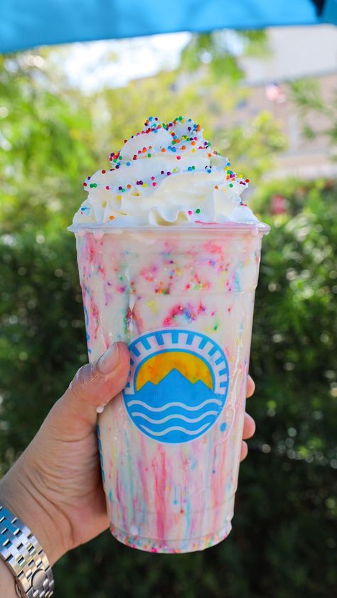 Birthday Cake Shake, Birthday Cake Milkshake, Cake Milkshake, Cake Shake, Rainbow Food, A Birthday Cake, Hump Day, Food Cravings, Whipped Cream