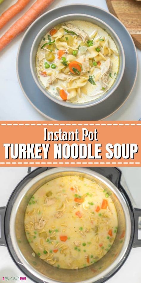 Instapot Turkey Soup Recipes, Instant Pot Turkey Soup, Homemade Turkey Gravy, Instant Pot Turkey, Turkey Noodle Soup, Leftover Thanksgiving, Turkey Soup Recipe, Cozy Soup, Thanksgiving Leftover Recipes