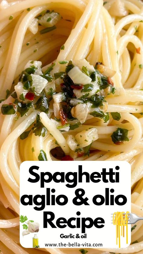 This simple garlic spaghetti recipe is the example of how with a handful of everyday ingredients you can make delicious pasta. Pasta With Garlic And Oil, Spaghetti With Olive Oil And Garlic, Spaghetti Garlic And Oil, Pasta Aglio E Olio Recipe, Spaghetti Aglio Olio Recipe, Spaghetti Pasta Salad, Pasta With Garlic And Oil—aglio E Olio, Cold Pasta Dishes, Pasta Side