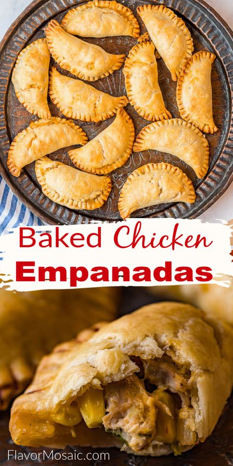 Chicken Corn Empanadas, Chicken Pie With Pie Crust, Chipotle Chicken Empanadas, Pie Crust Empanadas Chicken, Empanada With Pie Crust, Chicken Cheese Empanadas, Easy Chicken Empanadas Recipes, Empanadas With Crescent Rolls, Rotisserie Chicken Breakfast Recipes