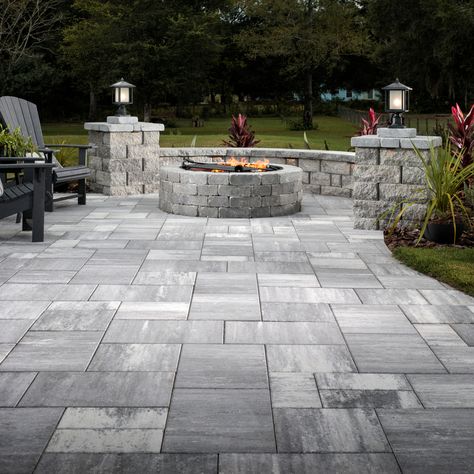 large format pavers Patio Paver Designs Layout, Pavers Backyard Landscaping Ideas, Large Concrete Pavers, Belgard Pavers, Large Pavers, Cottage Backyard, Outdoor Pavers, Paver Designs, Pavers Backyard