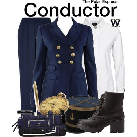 The Polar Express by wearwhatyouwatch on Polyvore featuring Altuzarra, Jacques Vert, Charlotte Russe, Kate Spade, wearwhatyouwatch and film Train Conductor Outfit For Women, Polar Express Costume, Polar Express Conductor, Express Outfits, Tacky Christmas Sweater, Train Conductor, The Polar Express, Tacky Christmas, Character Inspired Outfits