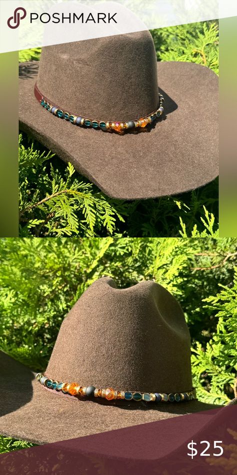 Beaded western style cowboy beaded hat band Bee Accessories, Bee Hat, Cowboy Hat Bands, Beaded Hat Bands, Hat Bands, Beaded Hat, Boho Cowgirl, Cowgirl Hat, Cowgirl Hats