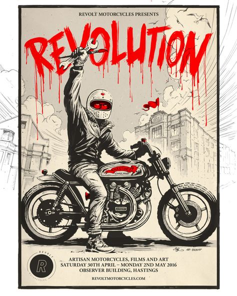 Revolution Show ILLUSTRATION, MOTORCYCLE, BIKE Motorcycle Poster, Motorbike Art, 3d Karakter, Motorcycle Artwork, Motorcycle Events, Motorcycle Drawing, Motorcycle Illustration, Bike Illustration, Bike Poster