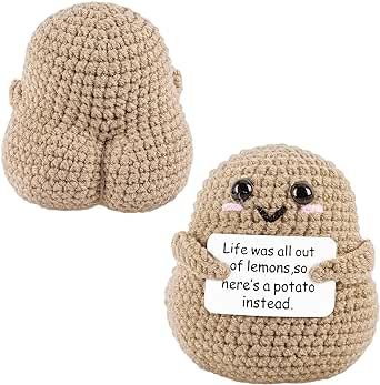 Funny Crochet Positive Potato Positivity Potato, Positive Potato Crochet Pattern, Crochet Potato Pattern Free, Crochet Poop, Positive Potato Crochet, Crochet Potato, Potato Crochet, Funny Crochet Gifts, Birthday Crochet