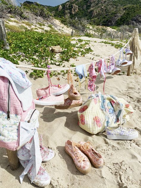 Pink Beach Aesthetics, Pink Summer Beach Bag, Pink Coastal Princess, Love Shack Fancy Swimwear, Pastel Pink Beach Aesthetic, Pink Coastal, Barbie Summer, St Barths, Coastal Life