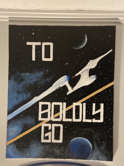 I’m actually really proud of this #startrek #painting #startrekdecor #startrekpaintings Star Trek Painting, Star Trek Decor, Star Trek Pin, Senior Year Fun, Stark Trek, Calligraphy Ideas, Star Trek Enterprise, Senior Year, Cricut Ideas