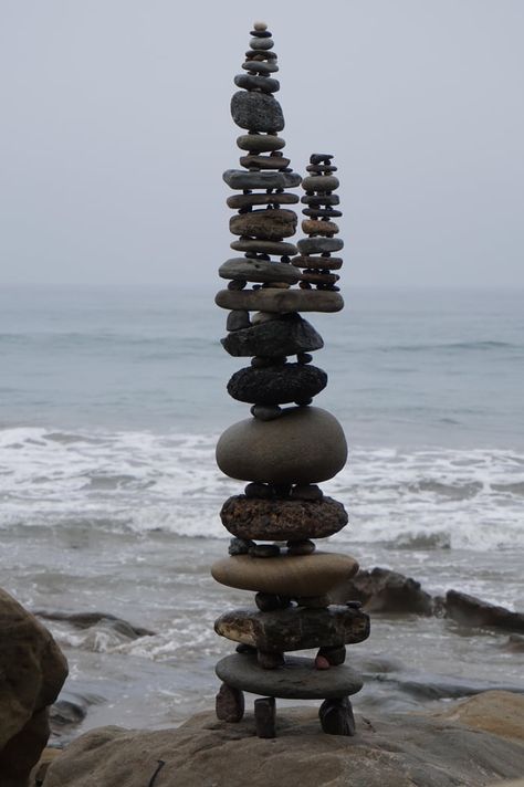 Stacked Rocks, Stone Balancing, Zen Pictures, Satirical Illustrations, Rock Sculpture, One Word Art, Hag Stones, Beach Rocks, Stacked Stone