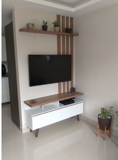 Tv Unit Furniture Design, Simple Living Room Decor, Wall Tv Unit Design, Green Wall Decor, Living Room Design Inspiration, Casa Vintage, Small Living Room Decor, Living Room Tv Wall, Decor Home Living Room