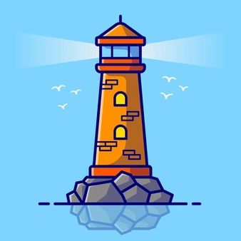 Catalyststuff | Freepik Lighthouse Cartoon, Illustration Building, Hot Wheels Garage, Vector Icons Illustration, Light House, House Vector, 2d Animation, Flat Illustration, Cartoon Illustration