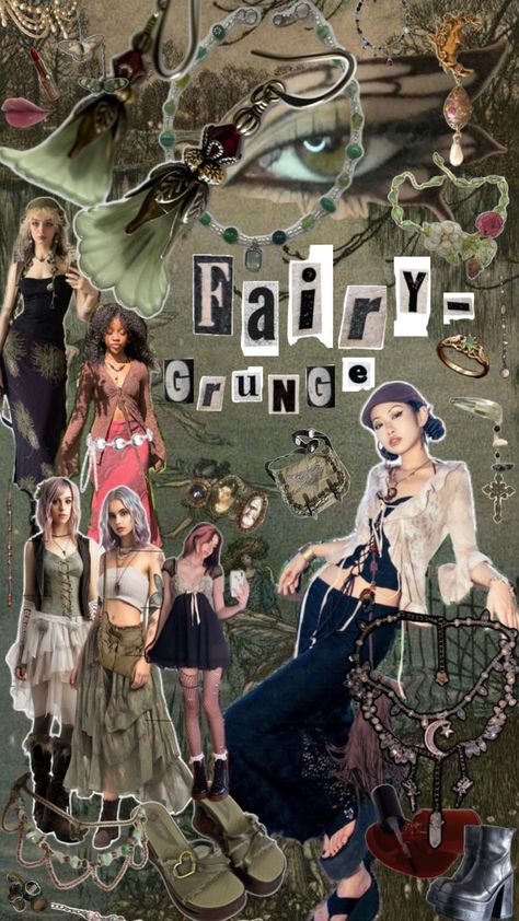 Green theme, fairy-grunge collage Fairy Grunge Collage, Grunge Collage, Green Theme, Fairy Grunge, Collage, Green