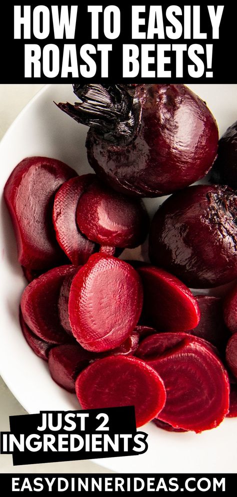 This roasted beets recipe is a breeze to make and you only need two ingredients! Earthy and sweet, roast beets make an easy side dish with a little balsamic vinegar on top, or serve as a salad over fresh greens. Beet Leaf Recipes, Red Beets Recipe, Beet Recipes Healthy, Beets Recipes, Cooking Beets In Oven, Roast Beets, Roasted Beets Recipe, Roasting Beets In Oven, Healthiest Vegetables