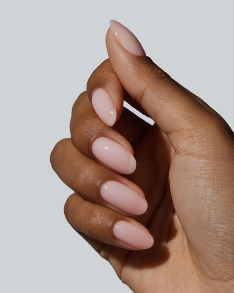 Nara Smith Nails, Naked French Manicure, Nail Colors 2025 Winter, Natural Colour Nails, Nude Glazed Nails, Short Nude Almond Nails, Soft French Manicure, Muted French Manicure, Nice Nails Ideas