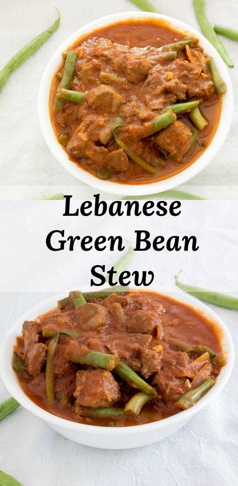 Green Bean Stew, Middle Eastern Recipes Arabic Food, Beef Chunks, Vegetables Dinner, Green Bean Dishes, School Dinner, Recipes Vegetables, Middle East Recipes, Recipes Pork