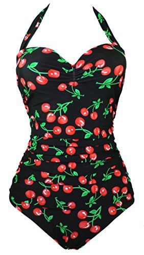 Cocoship 50s Retro Black Vintage Flattering Cherry Print One Piece Swimsutis XXL(FBA) COCOSHIP http://smile.amazon.com/dp/B00M92OD64/ref=cm_sw_r_pi_dp_QafRvb08ESGBY Rockabilly Mode, 50s Retro, Estilo Pin Up, Flattering Swimsuits, Sassy Pants, Vintage Swimwear, Floral Swimsuit, Red Cherry, Retro Mode